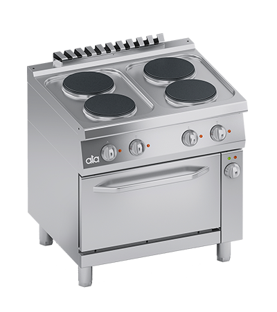 Masina de gatit linia 700 SOLUTION/ Aragaz profesional electric 4 arzatoare rotunde si cuptor electric 1/1GN ATA