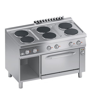 Masina de gatit linia 700 SOLUTION/ Aragaz profesional electric 6 arzatoare rotunde si cuptor electric 1/1GN ATA