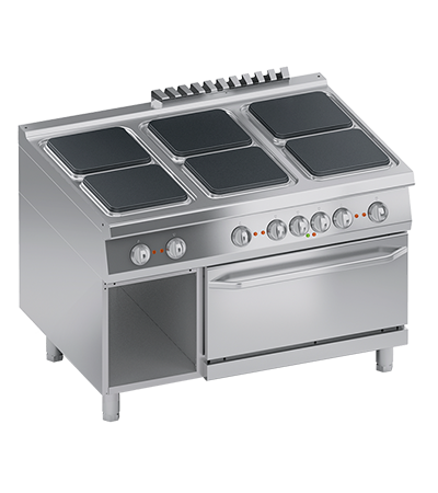 Masina de gatit linia 900 PERFORMANCE/ Aragaz profesional electric 6 arzatoare dulap deschis si cuptor electric 2/1GN ATA