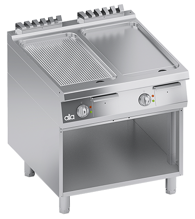 Grill electric linia 900 PERFORMANCE/ Gratar profesional dublu cu suprafata neteda si striata si dulap deschis ATA