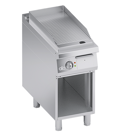 Grill electric linia 900 SOLUTION/ Gratar profesional cu suprafata striata si dulap deschis ATA