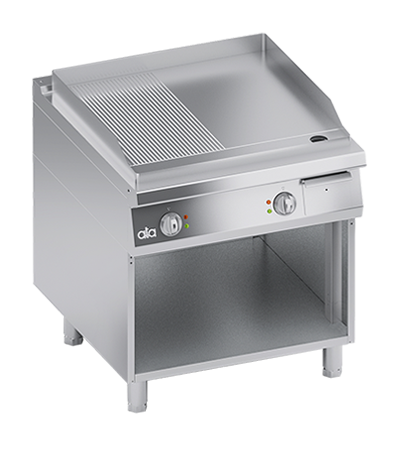 Grill electric linia 900 SOLUTION/ Gratar profesional dublu cu suprafata neteda si striata si dulap deschis ATA