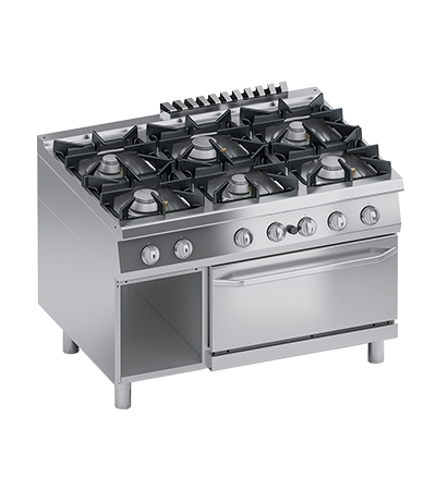 Masina de gatit linia 900 PERFORMANCE/ Aragaz profesional alimentare gaz 6 arzatoare cuptor GN 2/1 si dulap deschis ATA
