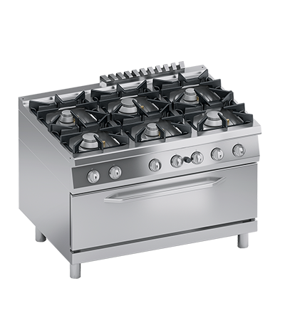 Masina de gatit linia 900 PERFORMANCE/ Aragaz profesional alimentare gaz 6 arzatoare si cuptor 105x53cm ATA MAXI