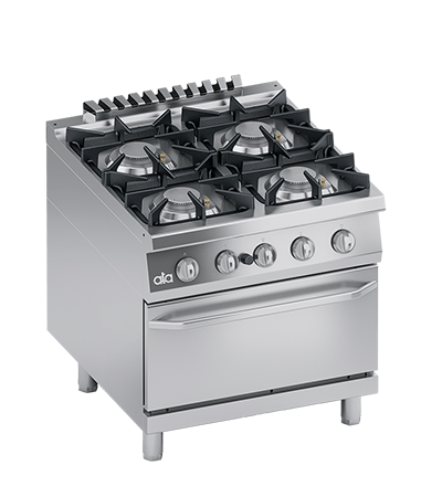 Masina de gatit linia 900 SOLUTION/ Aragaz profesional alimentare gaz 4 arzatoare si cuptor GN 2/1 ATA