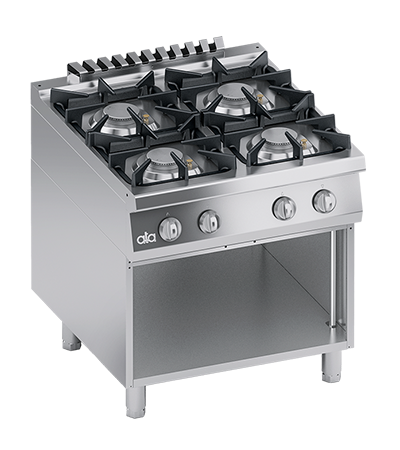 Masina de gatit linia 900 SOLUTION/ Aragaz profesional alimentare gaz 4 arzatoare si dulap deschis ATA