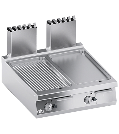 Grill alimentare gaz linia 900 PERFORMANCE/ Gratar profesional dublu model banc cu suprafata neteda si striata ATA