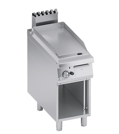 Grill alimentare gaz linia 900 SOLUTION/ Gratar profesional cu suprafata striata si dulap deschis ATA
