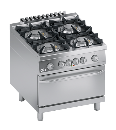 Masina de gatit linia 900 SOLUTION/ Aragaz profesional alimentare gaz 4 arzatoare si cuptor electric GN 2/1 ATA