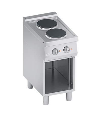 Masina de gatit linia 700 PERFORMANCE/ Aragaz profesional electric 2 arzatoare rotunde si dulap deschis model de banc ATA