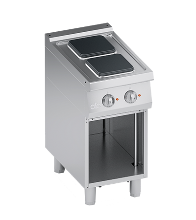 Masina de gatit linia 700 PERFORMANCE/ Aragaz profesional electric 2 arzatoare patrate si dulap deschis model de banc ATA
