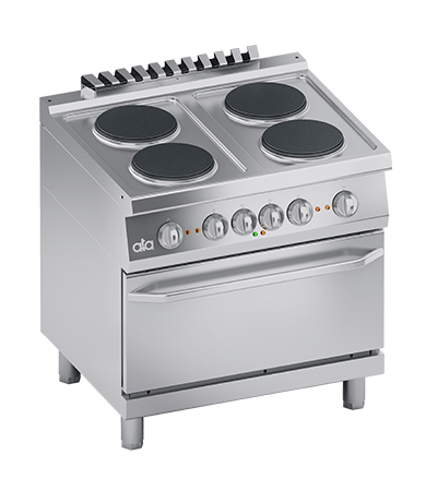 Masina de gatit linia 700 PERFORMANCE/ Aragaz profesional electric 4 arzatoare rotunde si cuptor electric 2/1GN ATA