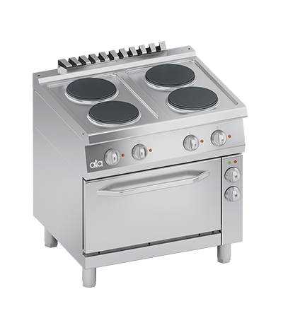 Masina de gatit linia 700 PERFORMANCE/ Aragaz profesional electric 4 arzatoare rotunde si cuptor electric ventilat 1/1GN ATA