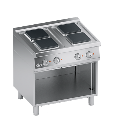 Masina de gatit linia 700 PERFORMANCE/ Aragaz profesional electric 4 arzatoare patrate si dulap deschis model de banc ATA