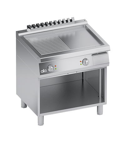 Grill electric linia 700 PERFORMANCE/ Gratar profesional cu suprafata neteda si striata si dulap deschis ATA