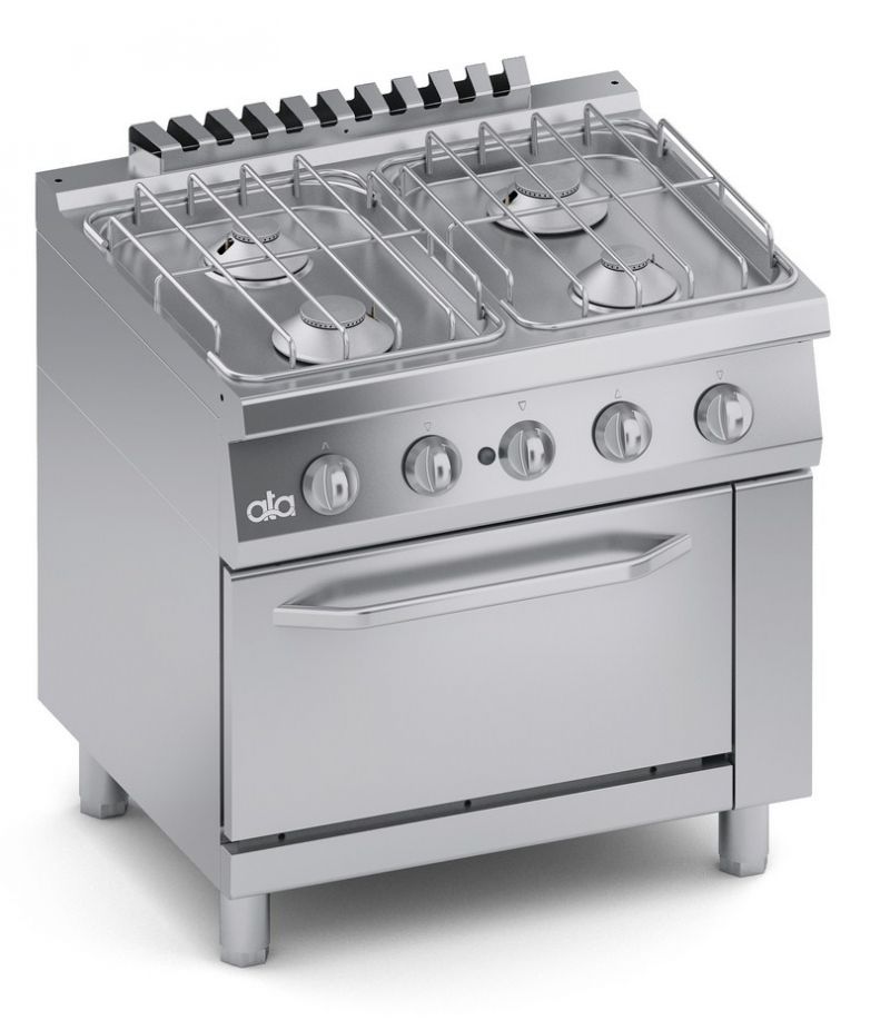 Masina de gatit linia 700 SOLUTION / Aragaz profesional cu 4 arzatoare si cuptor gaz GN 2/1 ATA