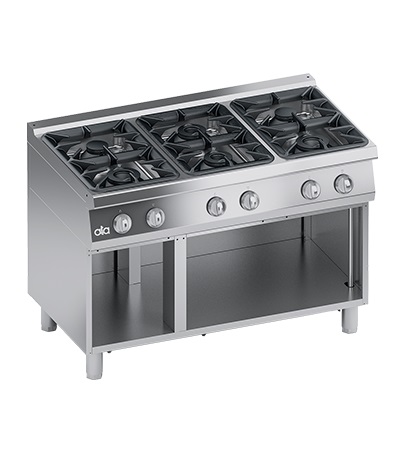 Masina de gatit linia 700 PERFORMANCE / Aragaz profesional alimentare gaz 6 arzatoare si suport deschis ATA