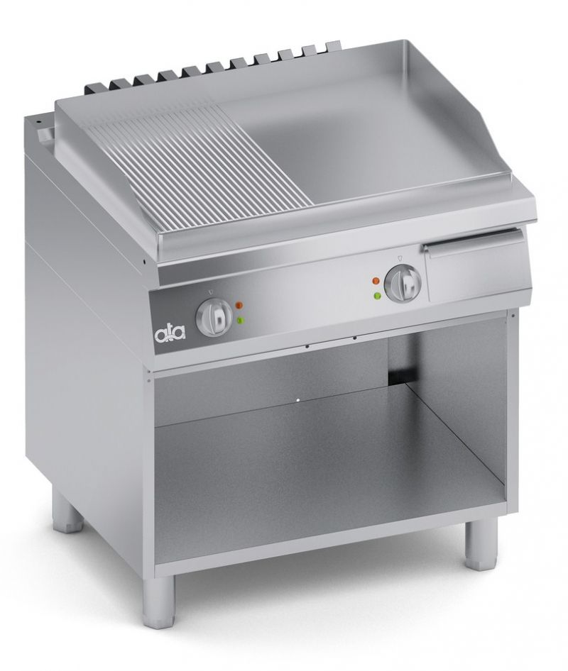 Grill dublu mixt alimentare gaz Linia 700 SOLUTION / Gratar profesional dublu cu suport deschis suprafata mixta neteda/striata ATA
