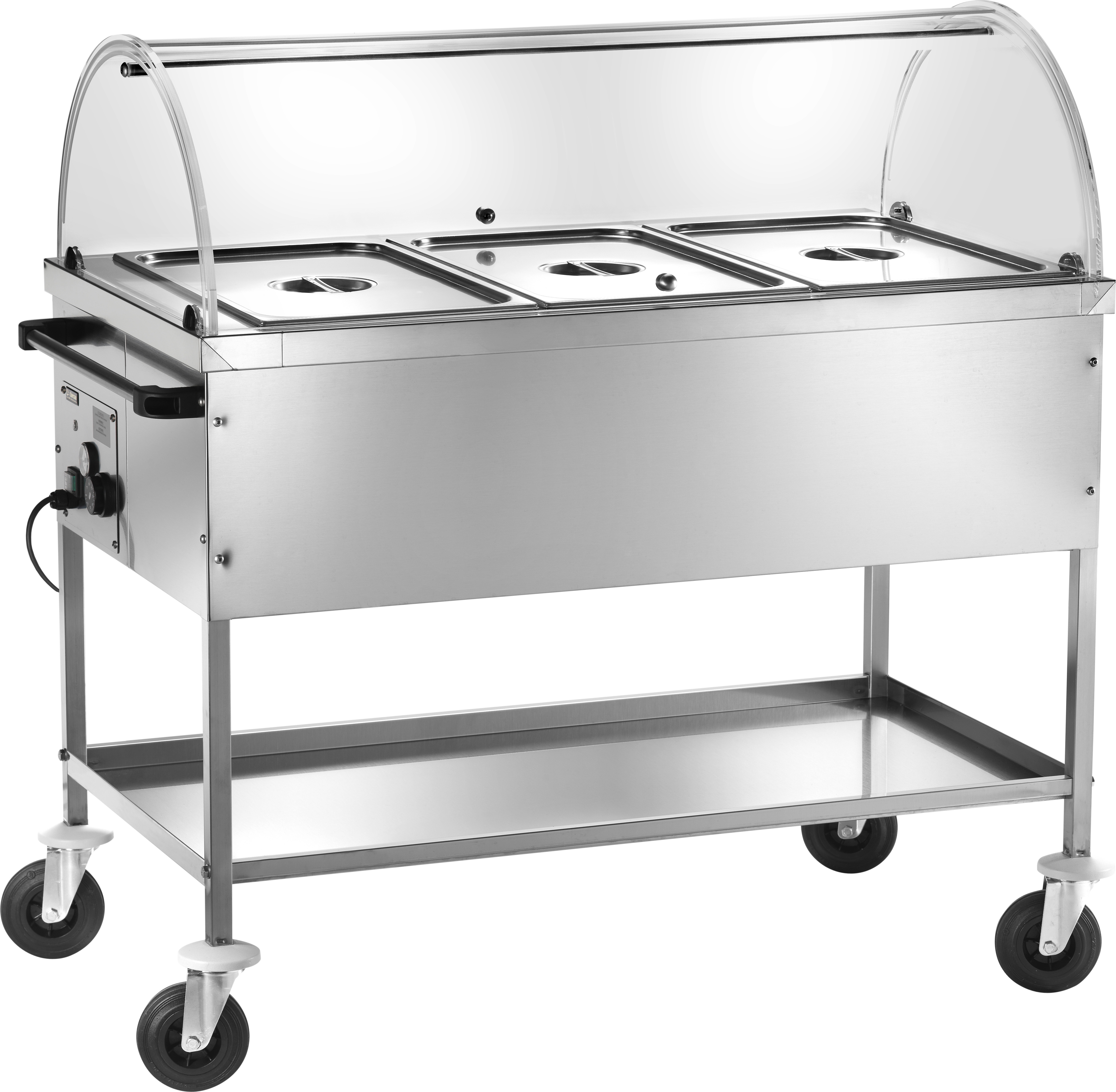 Bain Marie cu spatiu de depozitare capacitate 3 GN 1/1 si cupola circulara