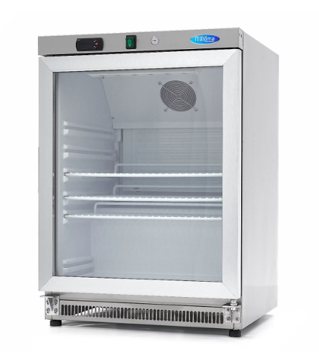 Frigider 200L inox cu usa de sticla Maxima