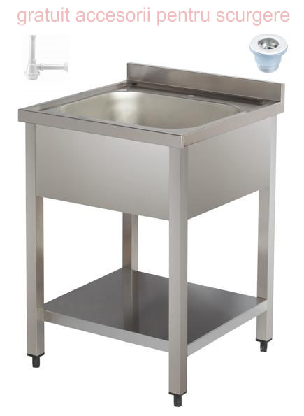 Spalator inox cu o cuva 700x700x850 mm