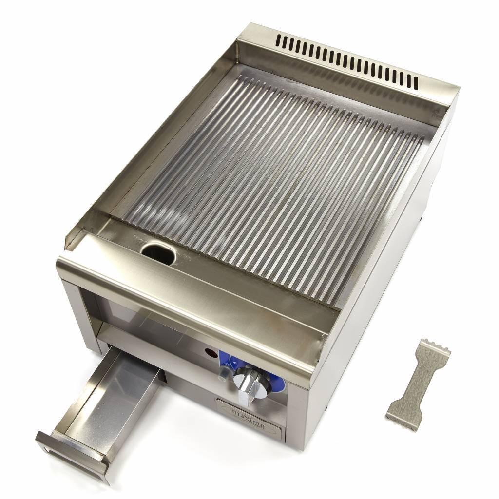 Grill frytop profesional alimentare gaz cu suprafata striata Maxima-40x60cm 2
