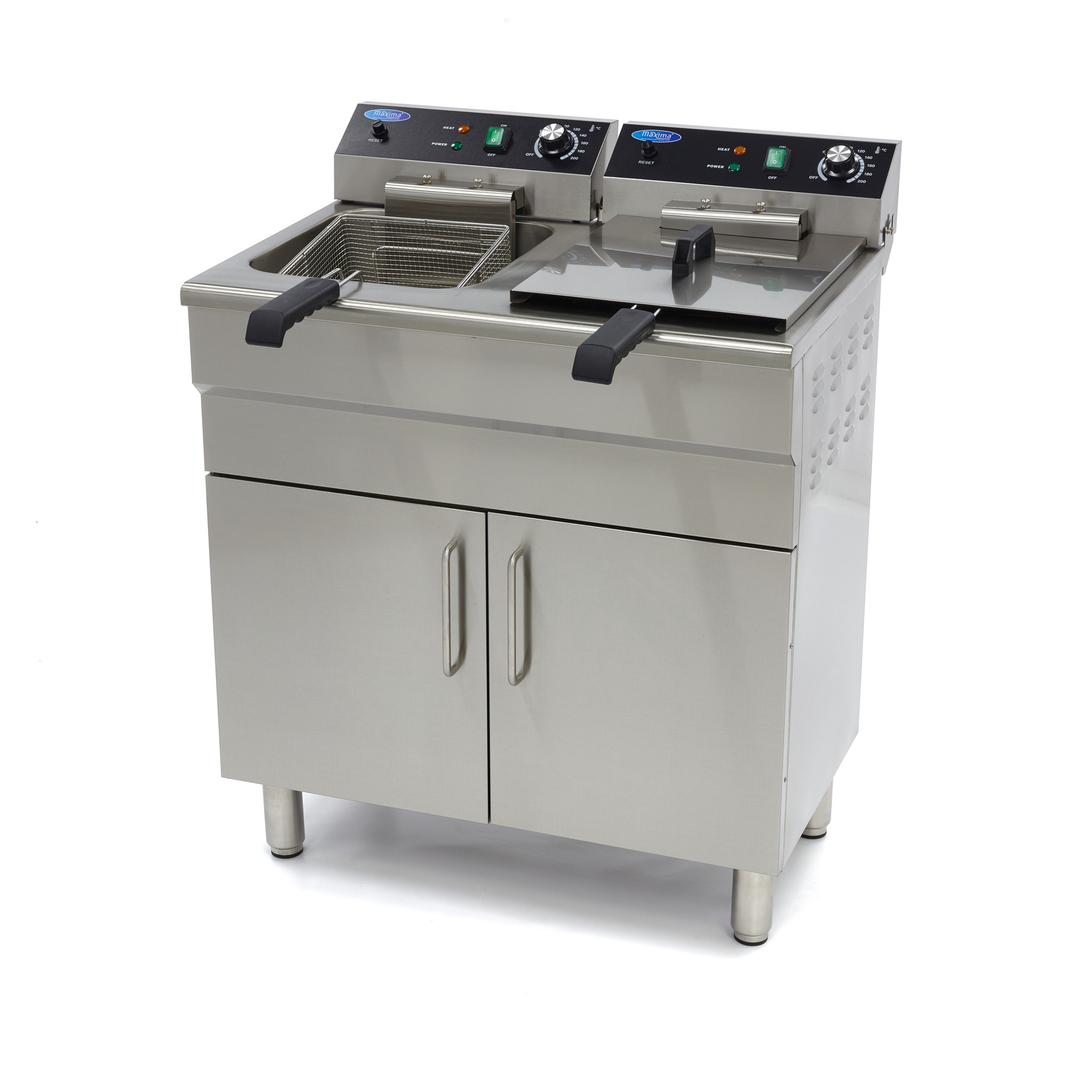 Friteuza electrica cu robinet si dulap Maxima 2 x 16L