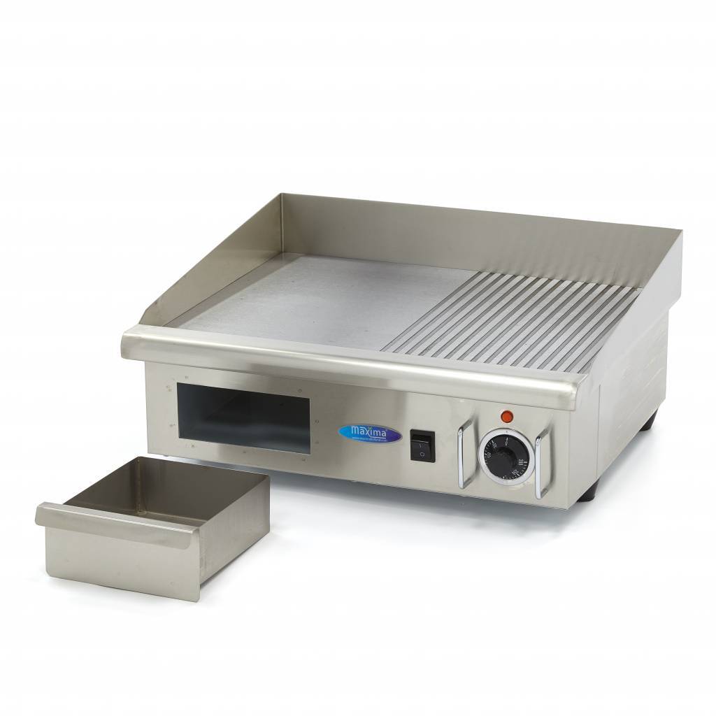 Grill frytop electric dublu suprafata neteda si striata Maxima-56cm 2