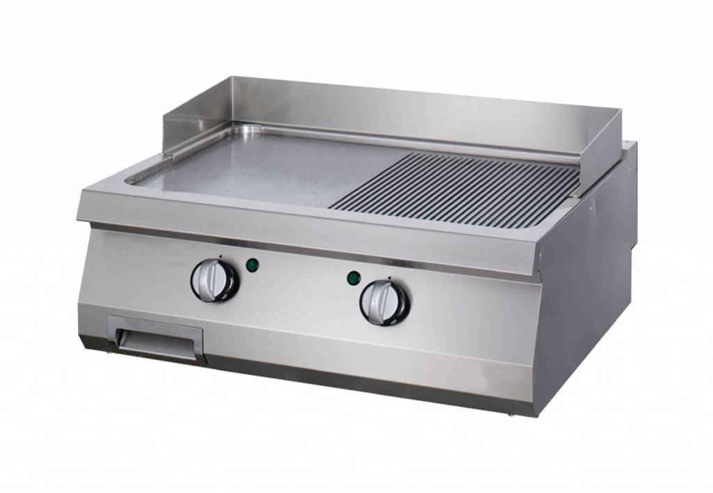 Grill frytop profesional alimentare gaz cu dublu suprafata neteda si striata Maxima
